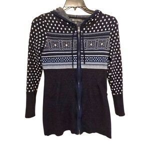 Title Nine Woolicious Merino Wool Fair Isle Full Zip Hoodie Sweater - Small